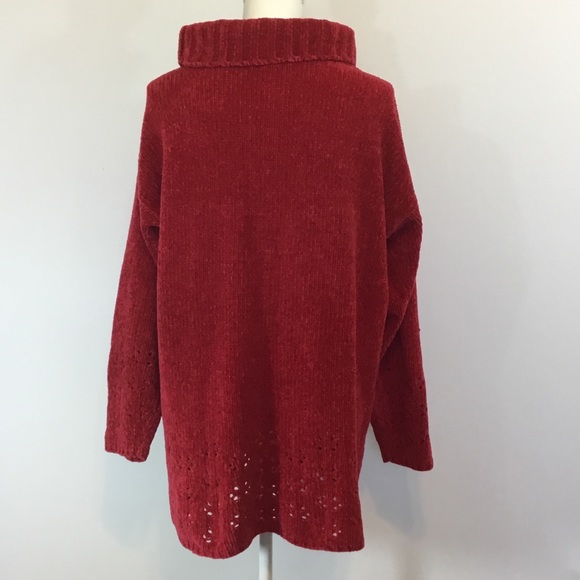 Large Red Woman’s, Cowl Neck Sweater, Tunic - Picture 3 of 5